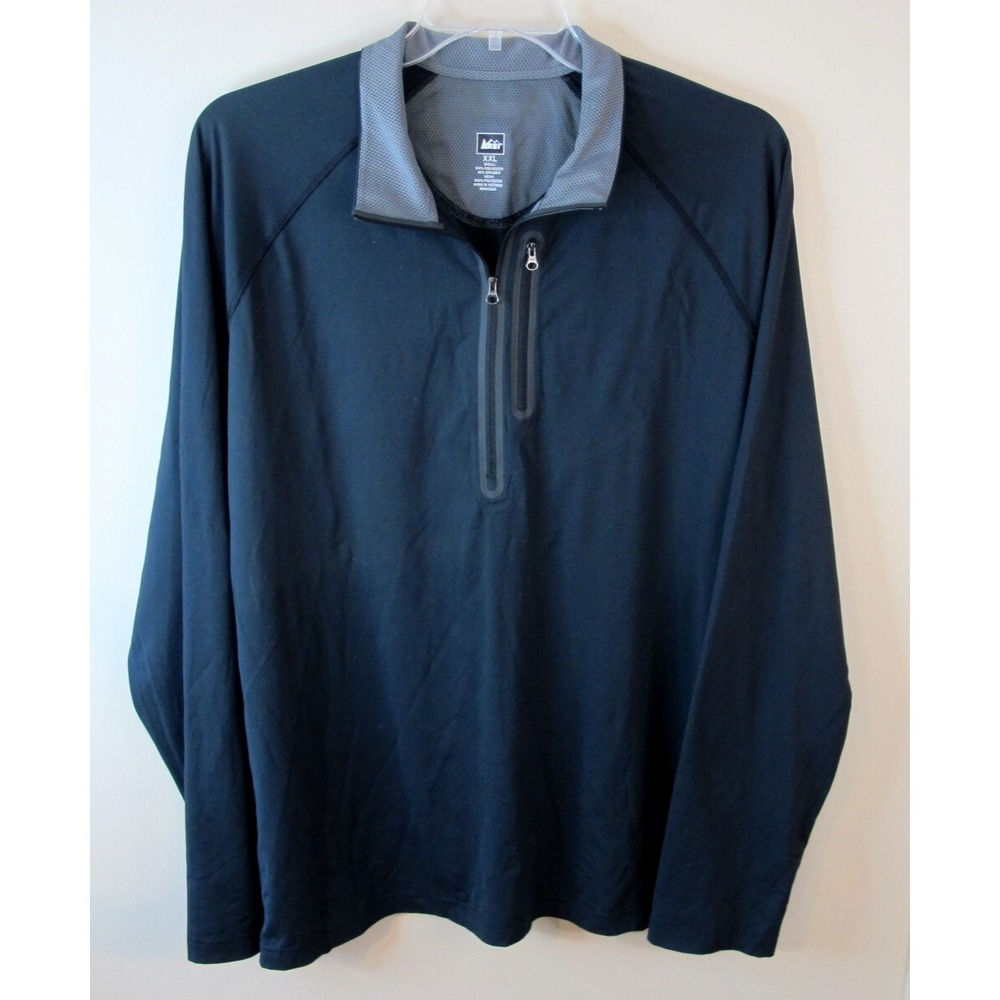 REI Black Long Sleeve‎ 1/4 Zip Pullover Men's XXL Vented Stretch